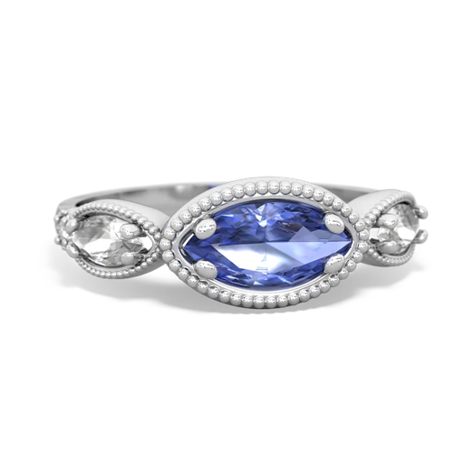 tanzanite-white topaz milgrain marquise ring