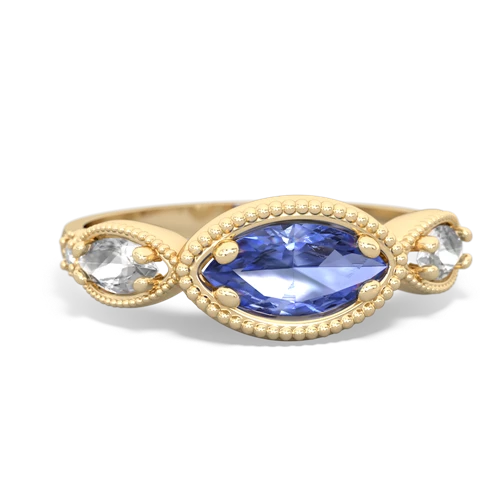 tanzanite-white topaz milgrain marquise ring