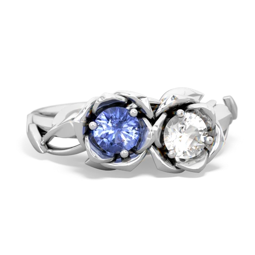 tanzanite-white topaz roses ring