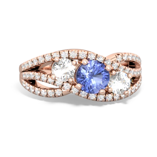 tanzanite-white topaz three stone pave ring