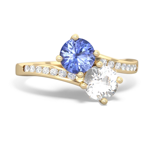 tanzanite-white topaz two stone channel ring