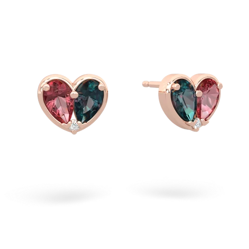 tourmaline-alexandrite one heart earrings