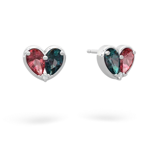 tourmaline-alexandrite one heart earrings