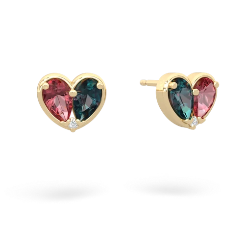 tourmaline-alexandrite one heart earrings