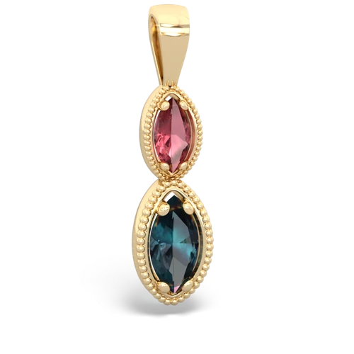 tourmaline-alexandrite antique milgrain pendant