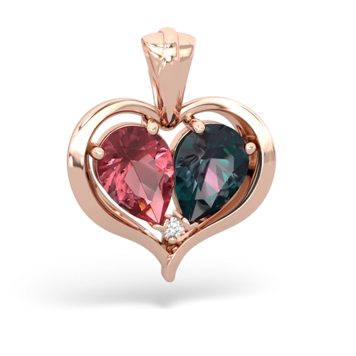 tourmaline-alexandrite half heart whole pendant