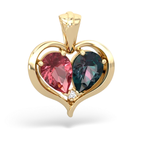 tourmaline-alexandrite half heart whole pendant