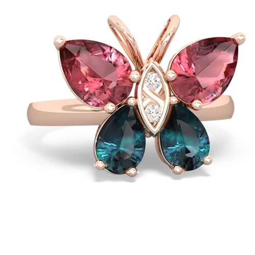 tourmaline-alexandrite butterfly ring