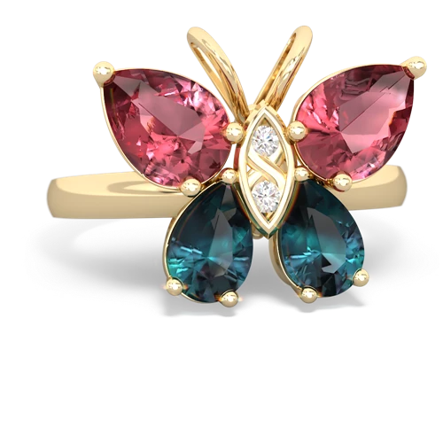 tourmaline-alexandrite butterfly ring