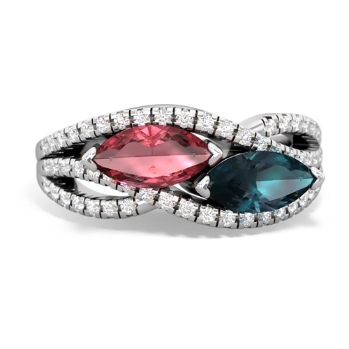 tourmaline-alexandrite double heart ring