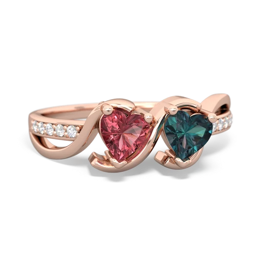 tourmaline-alexandrite double heart ring