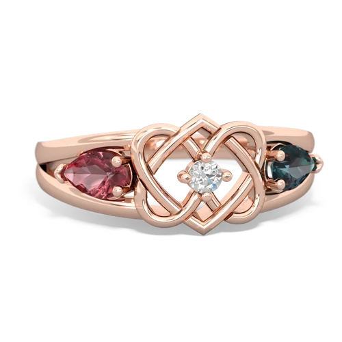 tourmaline-alexandrite double heart ring