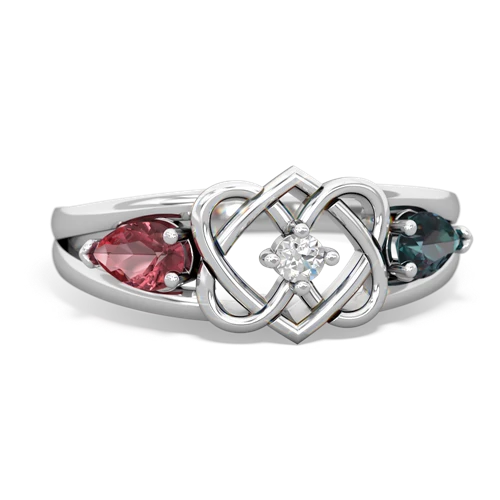 tourmaline-alexandrite double heart ring