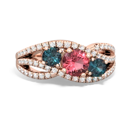 tourmaline-alexandrite three stone pave ring