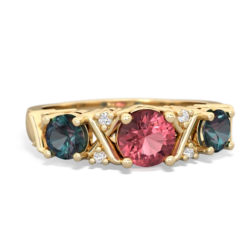 Pink Tourmaline Genuine Pink Tourmaline with Lab Created Alexandrite and Genuine Citrine Hugs and Kisses ring Ring