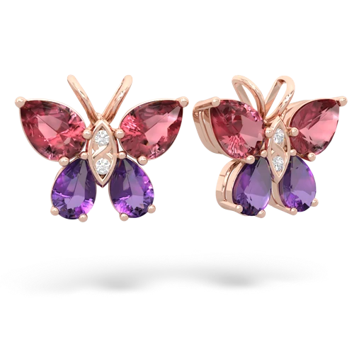 tourmaline-amethyst butterfly earrings