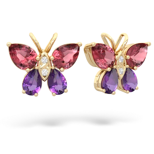 tourmaline-amethyst butterfly earrings