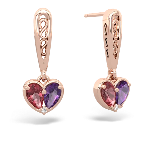 tourmaline-amethyst filligree earrings
