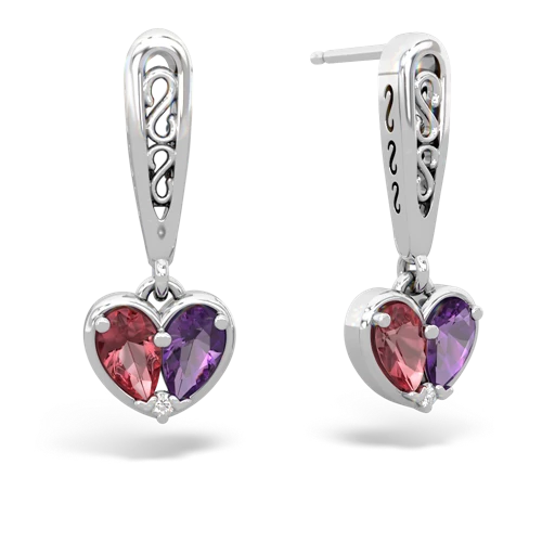 tourmaline-amethyst filligree earrings