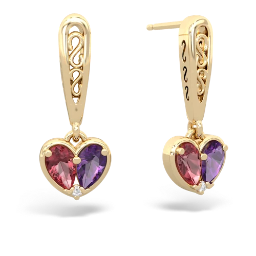 tourmaline-amethyst filligree earrings