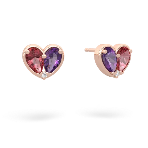 tourmaline-amethyst one heart earrings