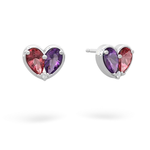 tourmaline-amethyst one heart earrings
