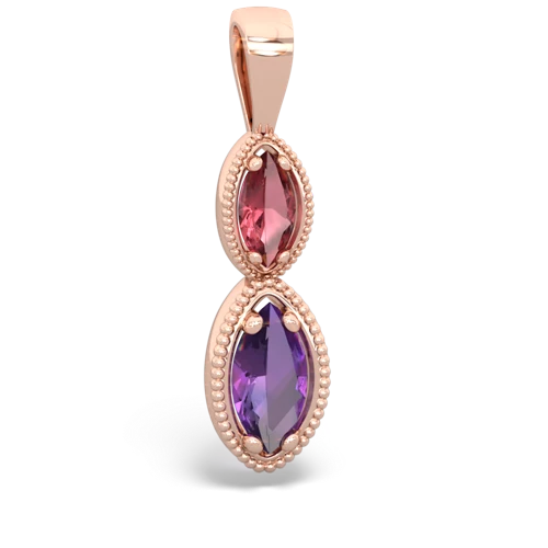Pink Tourmaline Genuine Pink Tourmaline with Genuine Amethyst Antique-style Halo pendant Pendant