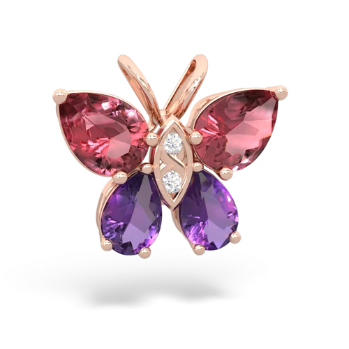 tourmaline-amethyst butterfly pendant