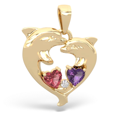 tourmaline-amethyst dolphins pendant