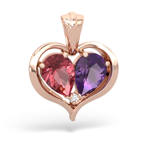 tourmaline-amethyst half heart whole pendant