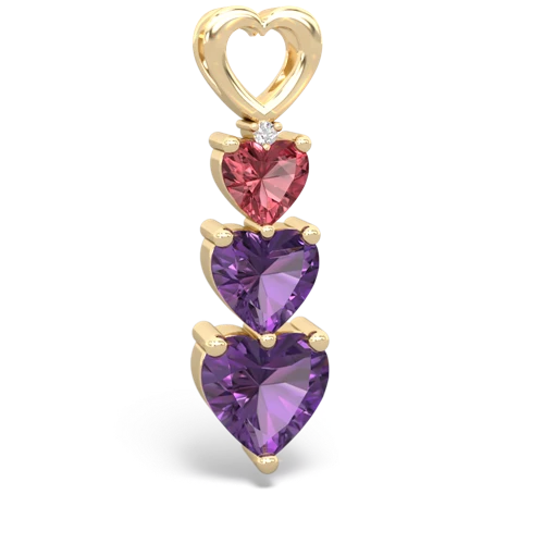 Pink Tourmaline Genuine Pink Tourmaline with Genuine Amethyst and Lab Created Ruby Past Present Future pendant Pendant