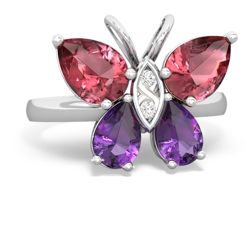tourmaline-amethyst butterfly ring