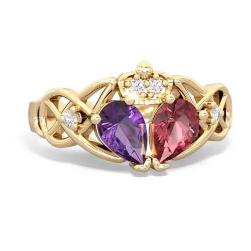 tourmaline-amethyst claddagh ring