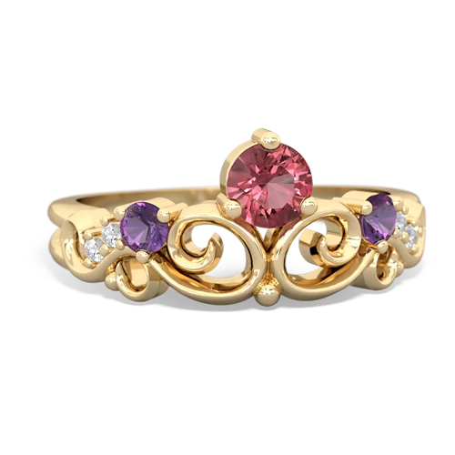 Pink Tourmaline Genuine Pink Tourmaline with Genuine Amethyst and  Crown Keepsake ring Ring
