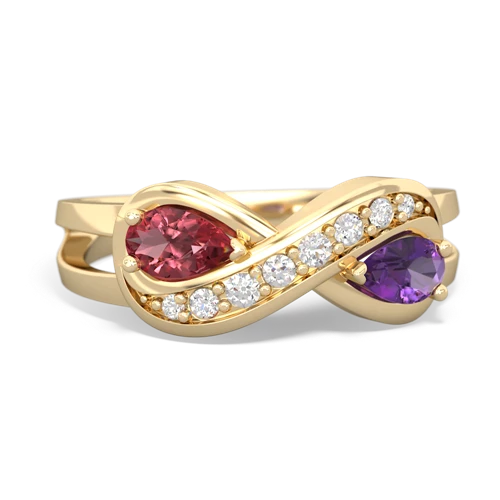 Pink Tourmaline Genuine Pink Tourmaline with Genuine Amethyst Diamond Infinity ring Ring