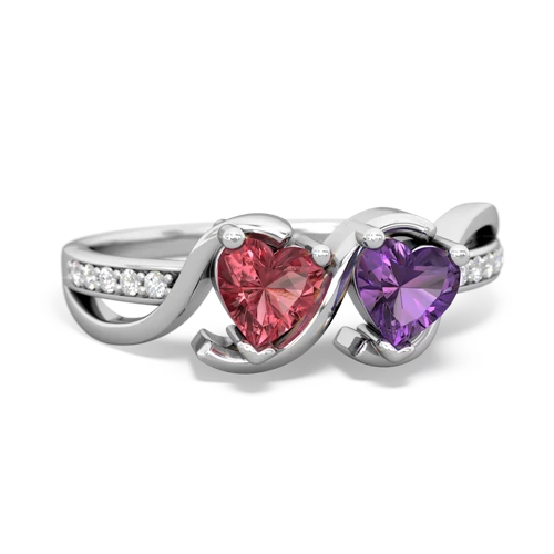 Pink Tourmaline Genuine Pink Tourmaline with Genuine Amethyst Side by Side ring Ring