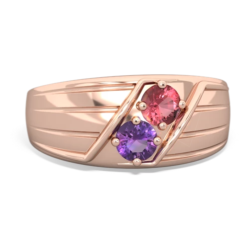 tourmaline-amethyst mens ring