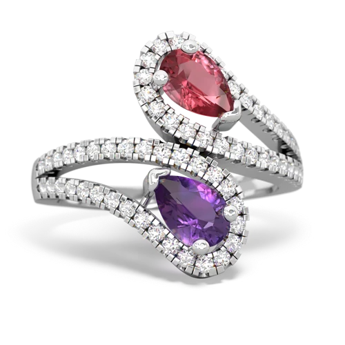 tourmaline-amethyst pave swirls ring