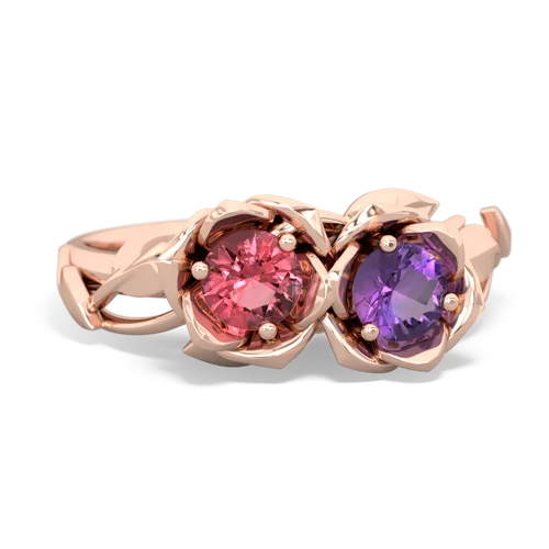 Pink Tourmaline Genuine Pink Tourmaline with Genuine Amethyst Rose Garden ring Ring