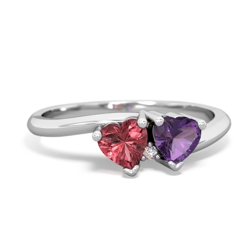 Pink Tourmaline Genuine Pink Tourmaline with Genuine Amethyst Sweetheart's Promise ring Ring