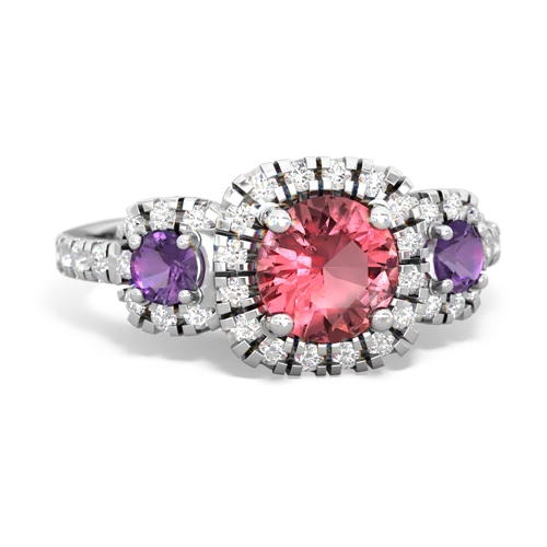 tourmaline-amethyst three stone regal ring