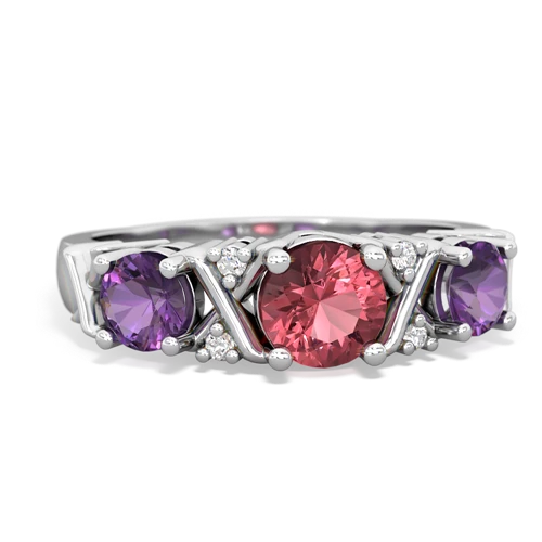 Pink Tourmaline Genuine Pink Tourmaline with Genuine Amethyst and  Hugs and Kisses ring Ring