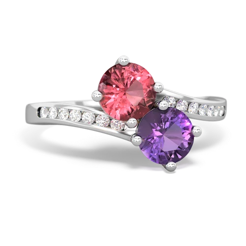 tourmaline-amethyst two stone channel ring