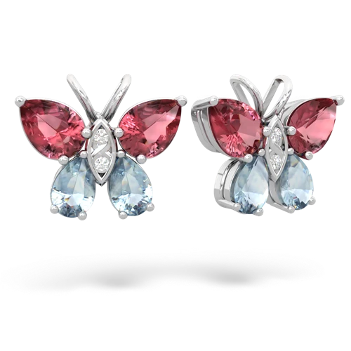 tourmaline-aquamarine butterfly earrings