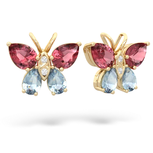 tourmaline-aquamarine butterfly earrings