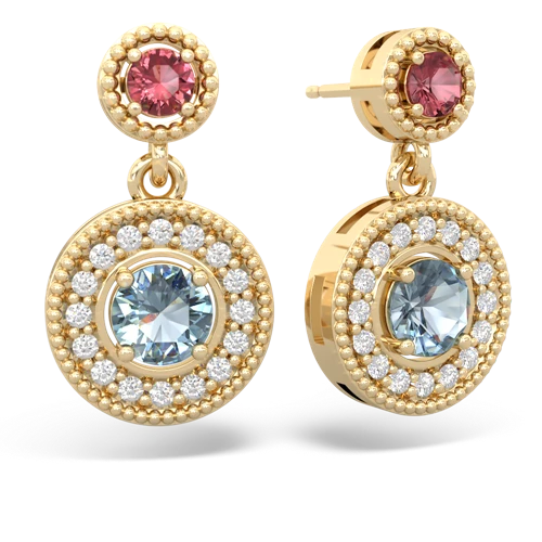 tourmaline-aquamarine halo earrings