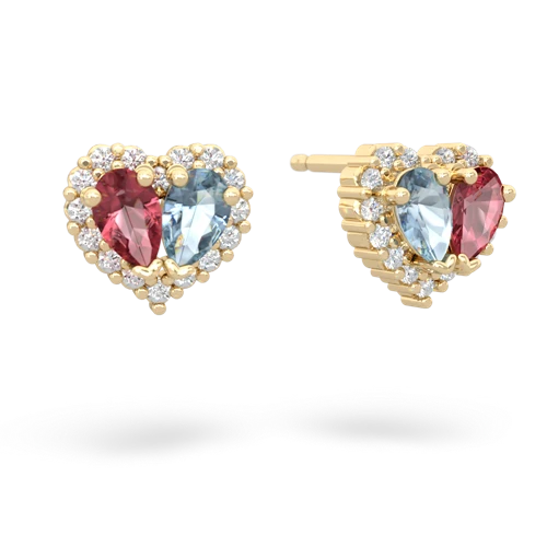 tourmaline-aquamarine halo-heart earrings