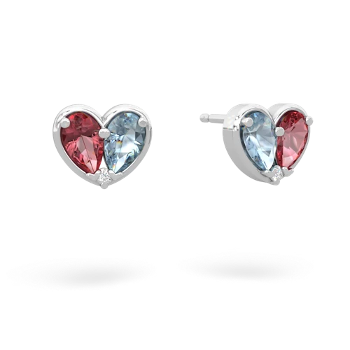tourmaline-aquamarine one heart earrings