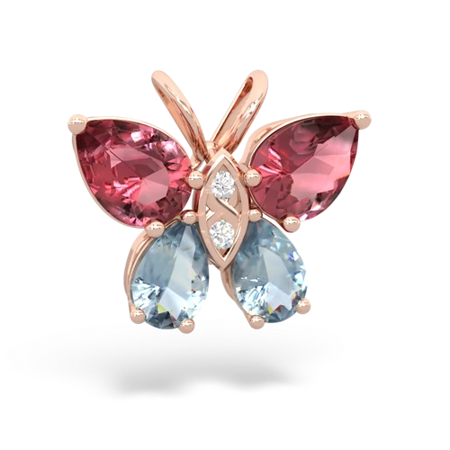 tourmaline-aquamarine butterfly pendant