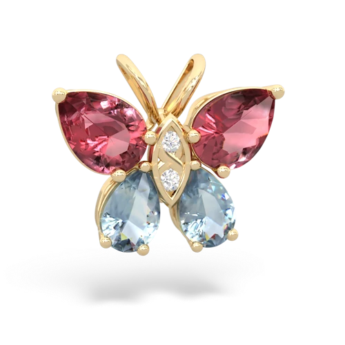 tourmaline-aquamarine butterfly pendant